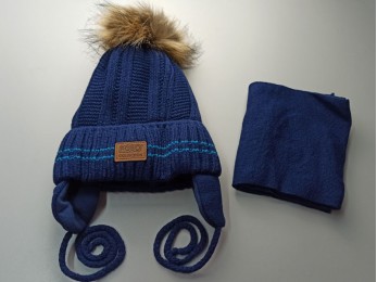 Набор шапка + шарф для мальчика темная синий (14)